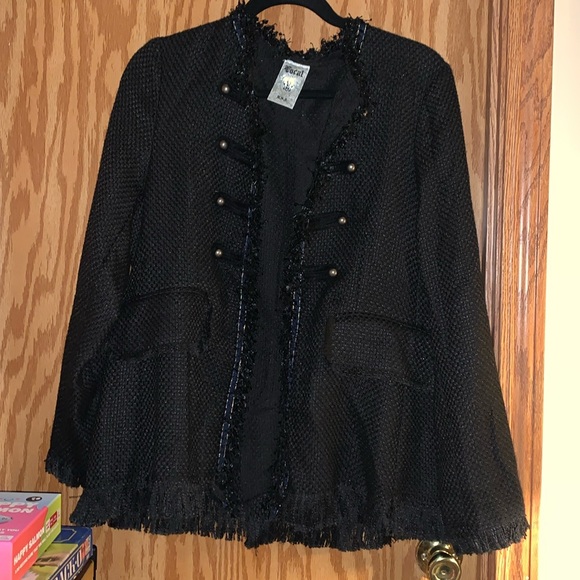 Vocal USA casual black jacket with fringe - Picture 1 of 6